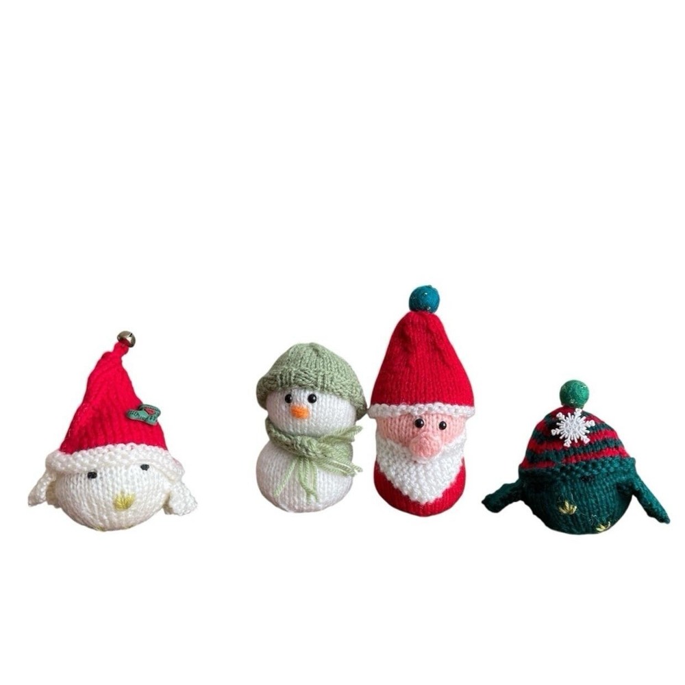 Festive Decor Tree Ornaments Bird Snowman Santa Claus Knitted Christmas Handmade